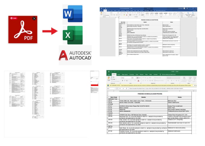 Gig Preview - Convert PDF to excel, word, autocad immediately  for you