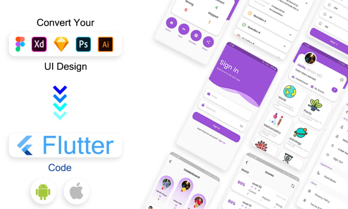 Bestseller - convert your figma, xd, sketch UI design to flutter code