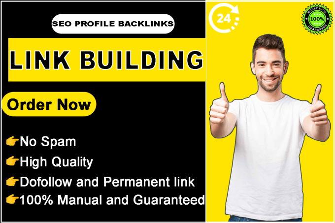 Gig Preview - 100 SEO manual link building dofollow profile backlinks high da  dr white hat