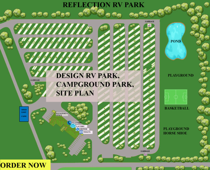 Gig Preview - Render campground map ,rv park,parking plan, site plan