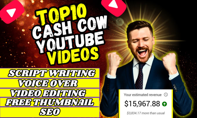 Gig Preview - Create high cpm top 10 crypto and finance cash cow videos for youtube channel