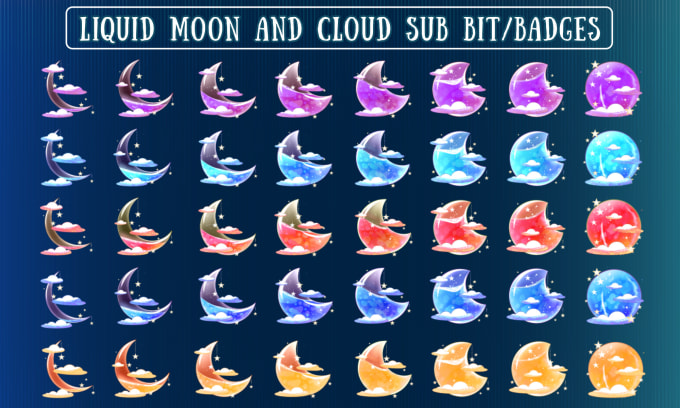 Gig Preview - Send you these liquid moon and cloudy twitch sub badges