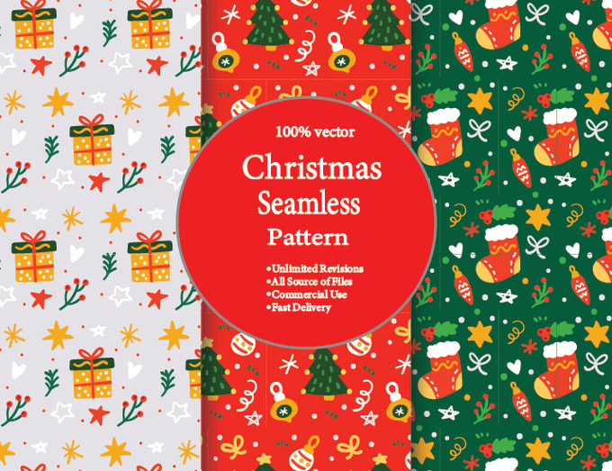 Gig Preview - Design christmas seamless pattern and wrapping paper