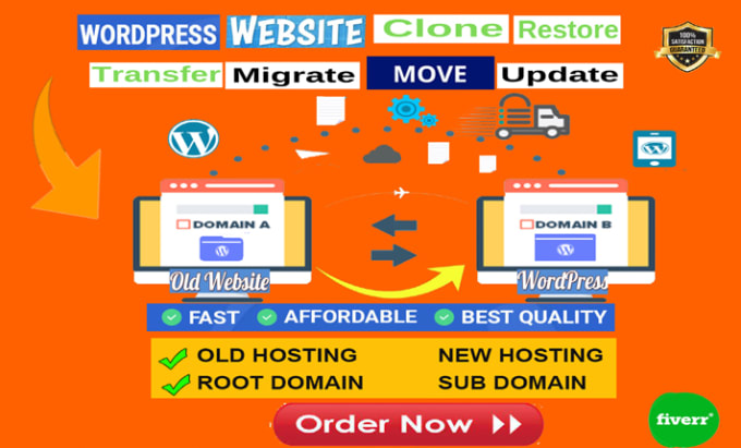 Gig Preview - Migrate, move, clone, transfer, backup, maintains wordpress website to new host