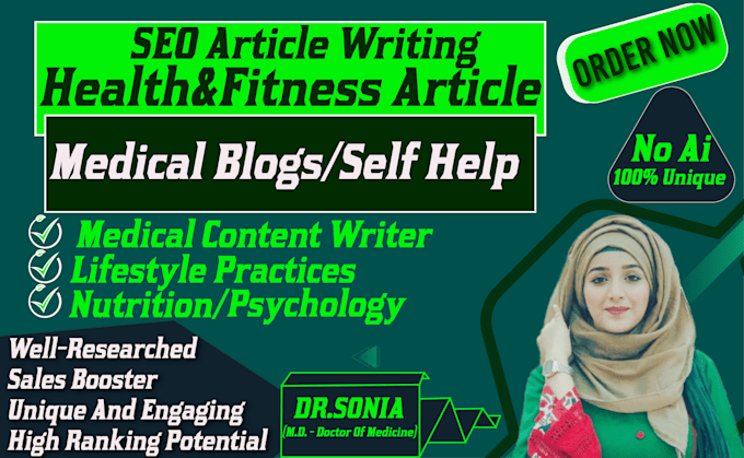 Gig Preview - Write health articles, medical blog posts as an expert medical content writer