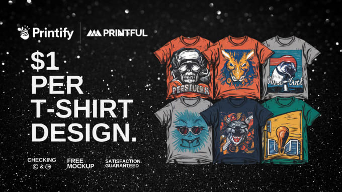 Gig Preview - Creat bulk trending t shirt designs for printful or printify