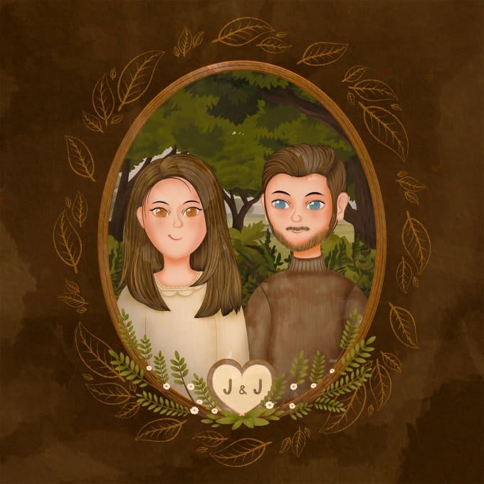 Gig Preview - Illustrate a couple portrait for you