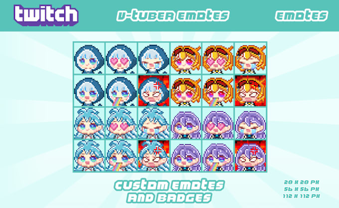 Gig Preview - Create vtuber pixel art emotes for twitch youtube discord