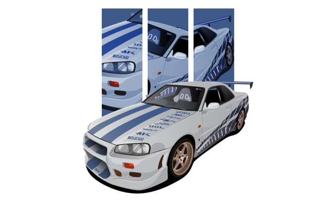 Gig Preview - Draw vector illustration car for your poster or t shirt