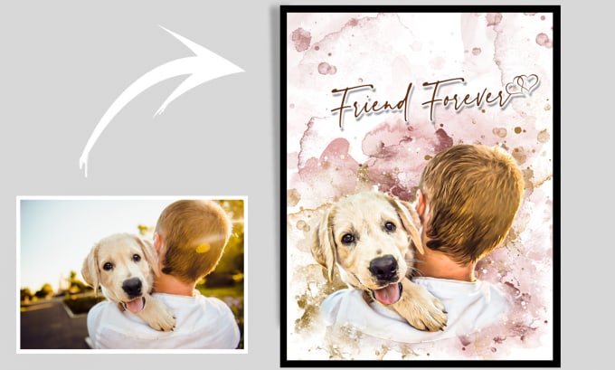 Gig Preview - Draw watercolor stylish portrait of your pets