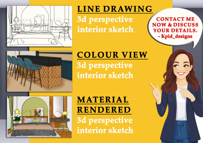 Gig Preview - Create digital sketch and interior architecture 3d perspective sketch