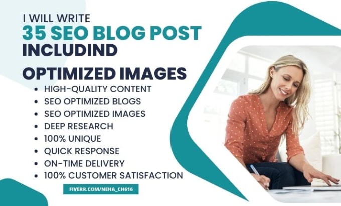 Gig Preview - Write 35 SEO blog posts monthly with optimized images