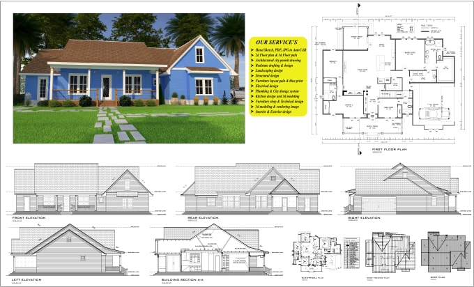 Bestseller - architectural floor plan and city permit drawing in autocad