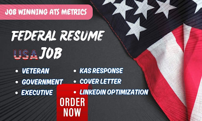 Gig Preview - Write an ats friendly resume,  government, federal resume, usajobs