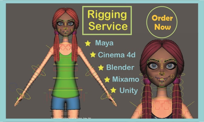 Bestseller - do advance 3d character rigging for maya, cinema 4d, blender, mixamo, unity game