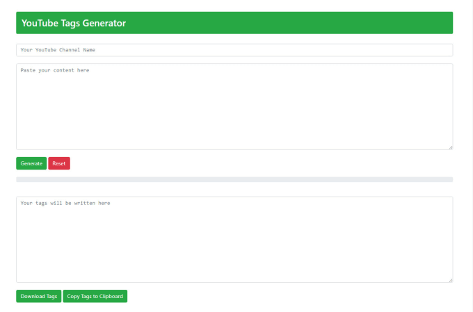 Gig Preview - Develop a youtube tags generator web tool using pure javascript