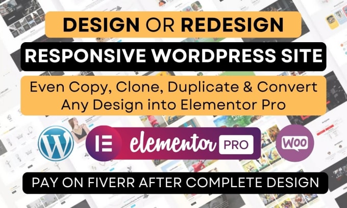 Gig Preview - Design or redesign wordpress website in 8 hours with elementor pro