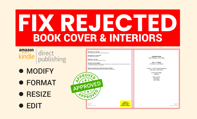 Gig Preview - Fix rejected amazon kdp book cover resize and edit interior format