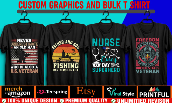 Bestseller - do typography t shirt and custom graphic bulk t shirt design