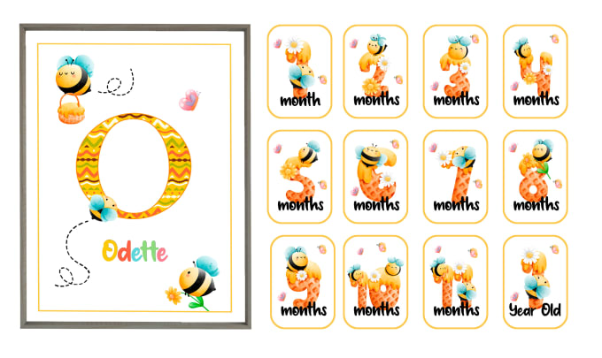 Gig Preview - Design adorable printable baby milestone cards