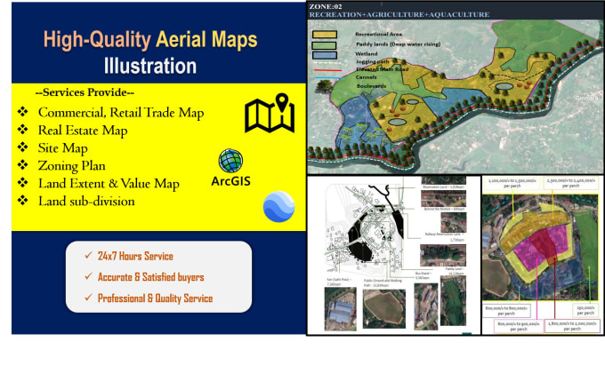 Gig Preview - Create commercial real estate, site aerial map illustration