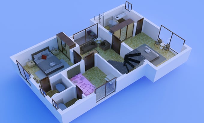 Gig Preview - Create quality 3d floor plan rendering in 3ds max and sketchup