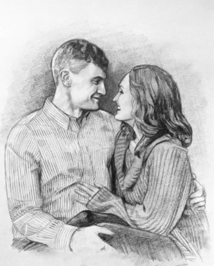 Gig Preview - Draw a realistic sketch portrait for couple family,wedding, anniversary gift