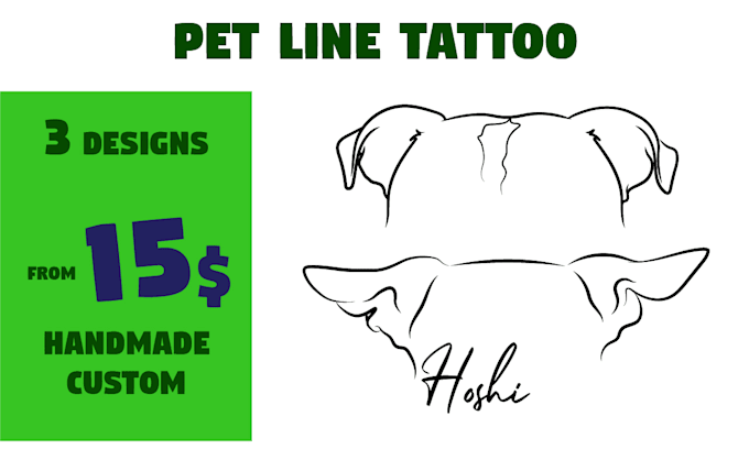 Gig Preview - Draw line art tattoo of pet ears, cat, dog head outline