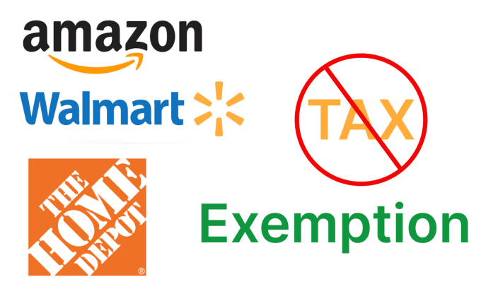 Gig Preview - Do amazon, walmart, and home depot tax exemptions in all states