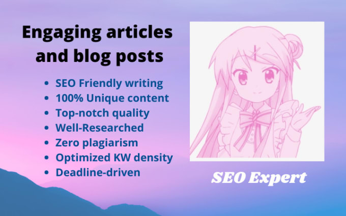 Gig Preview - Write stellar and highly engaging SEO blogs and articles