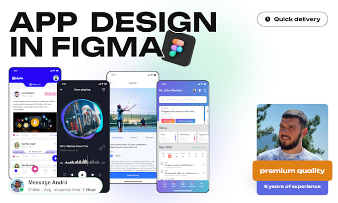 Gig Preview - Do app ux ui design, ios android web, wireframe, interactive prototype in figma