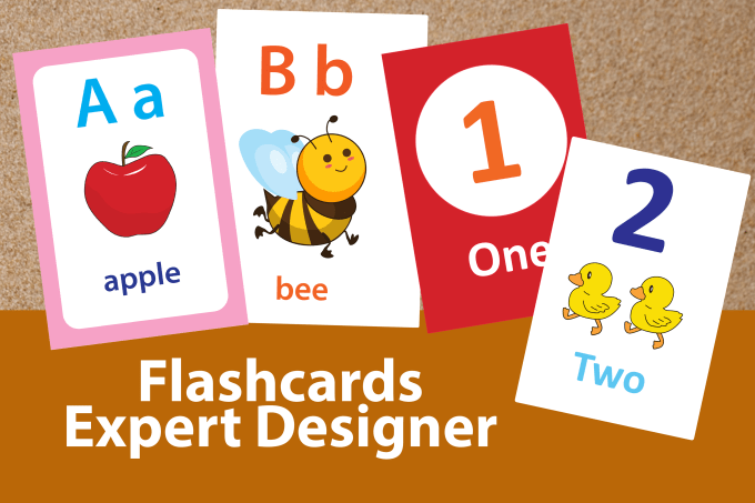 Gig Preview - Design beautiful flashcards and your children worksheets