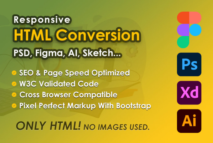 Gig Preview - Create psd to html, figma to html, xd, sketch to html, responsive bootstrap css