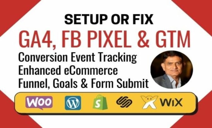 Gig Preview - Setup google analytics 4,facebook pixel,ga4,gtm,event tracking