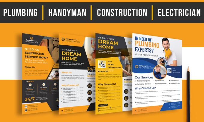 Gig Preview - Do plumbing handyman construction electrician flyer brochure print media design