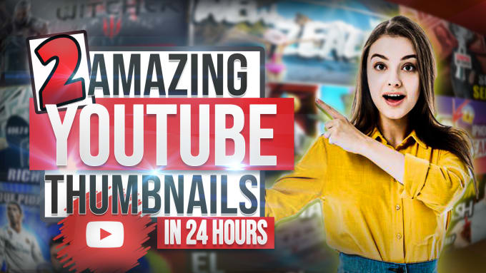 Gig Preview - Design 2 amazing clickbait youtube thumbnails in 24 hours