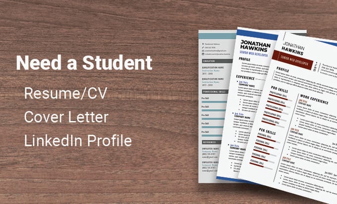 Gig Preview - Write a professional student resume and linkedin profile