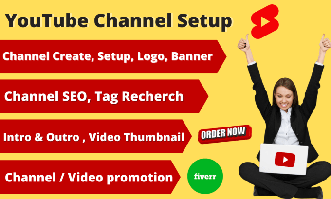 Gig Preview - Create a professional youtube channel with a logo, banner, intro, outro