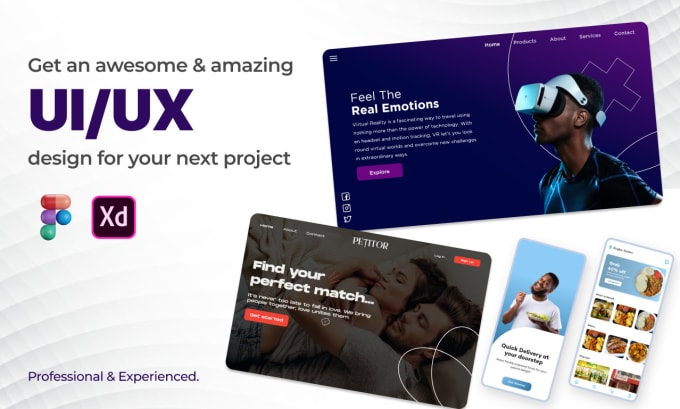 Gig Preview - Do website UI UX, landing page, dashboard design in figma and adobe xd