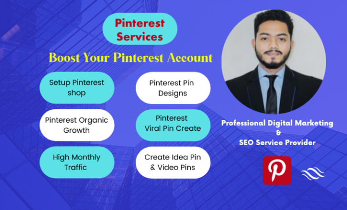 Gig Preview - Be your pinterest marketing  manager