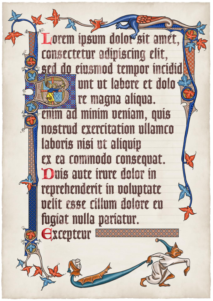 Gig Preview - Create an medieval manuscript page, medieval art and illustration