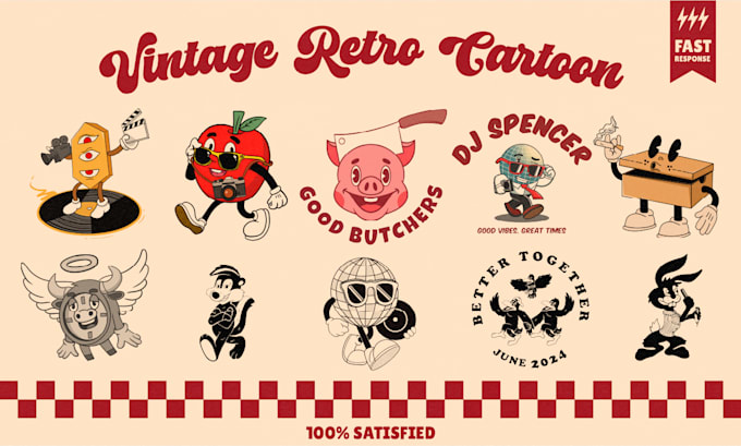 Gig Preview - Draw retro cartoon style for your business