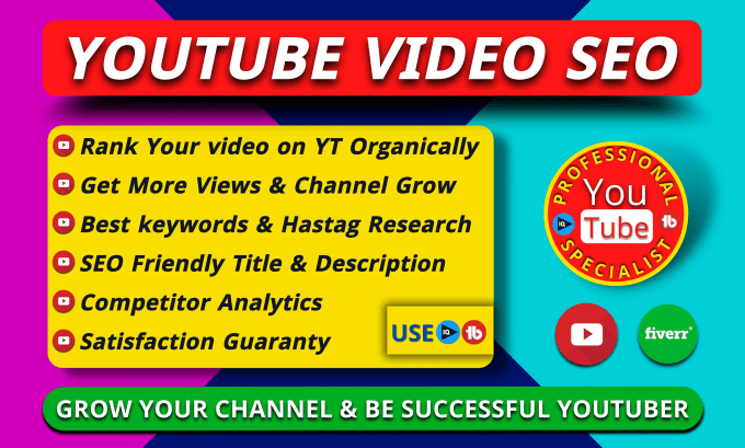 Gig Preview - Be your best youtube video SEO expert for top ranking organically