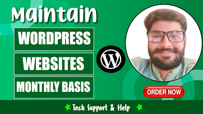 Gig Preview - Monthly wordpress website maintenance and wordpress support or help