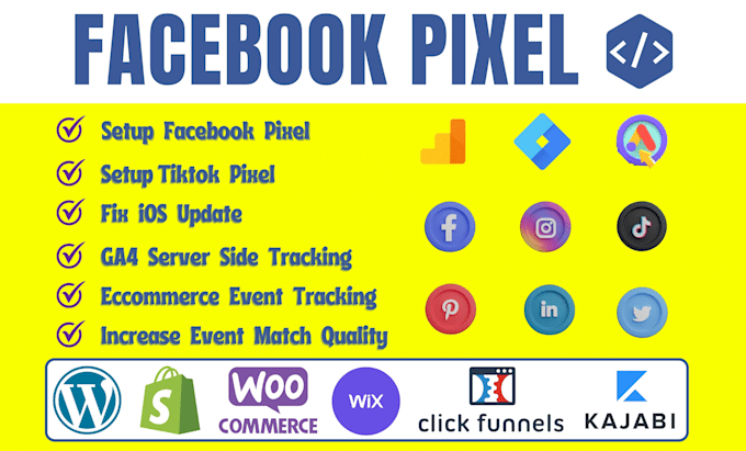 Gig Preview - Setup facebook pixel and ecommerce tracking by google tag manager