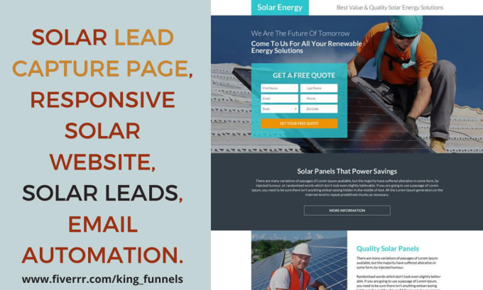 Gig Preview - Generate solar leads using solar website, solar landing page