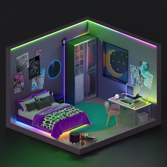 Gig Preview - Create a 3d room, scene, enviroment in blender