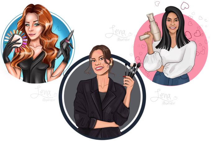 Gig Preview - Draw business cartoon beauty portrait avatar logo design