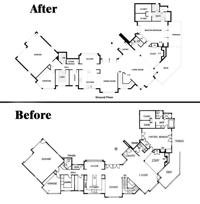 Gig Preview - Draw matterport video floorplan to drafting autocad