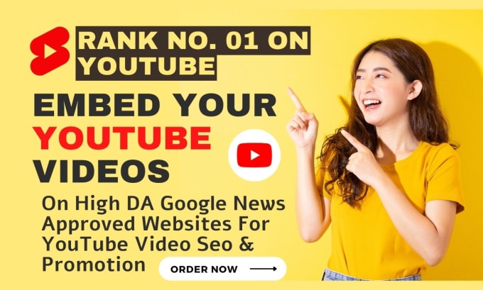 Gig Preview - Embed youtube video in 10 google news approved website for video SEO